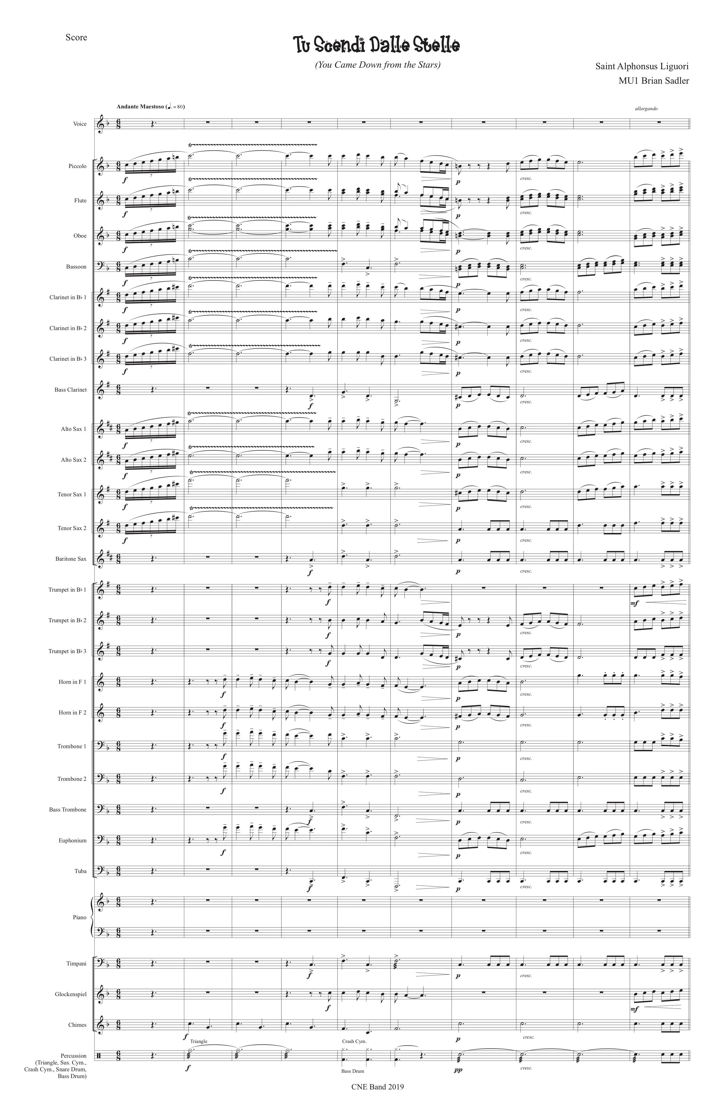 Tu Scendi Dalle Stelle - Concert Band with Optional Solo Voice